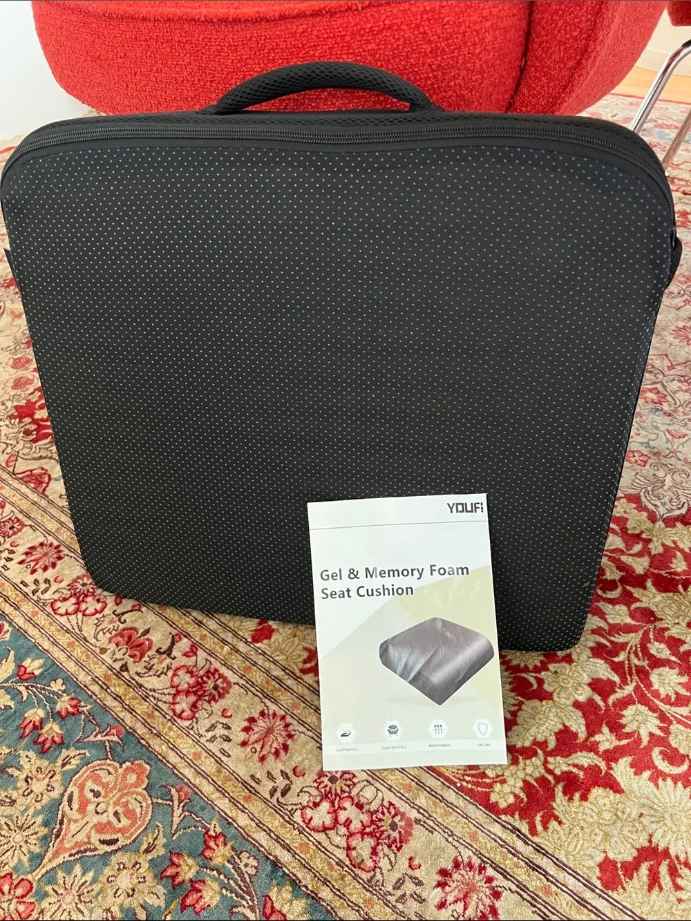 NEW Black Gel & Memory Foam Seat Cushion - Portable Support